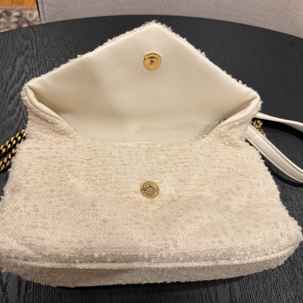 Yves Saint Laurent Cream Textured Shoulder Bag